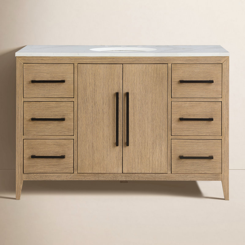 Alsup 48'' W Single Vanity, Wire Brushed Oak