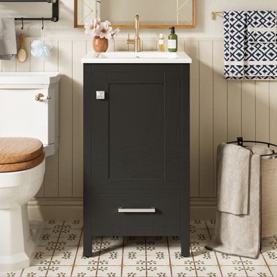 Meuble-lavabo moderne de 18 pouces avec lavabo en céramique