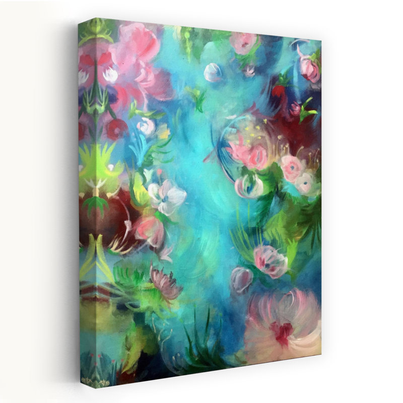 Art mural abstrait fleur de rêve, H 60 po x l 40 po