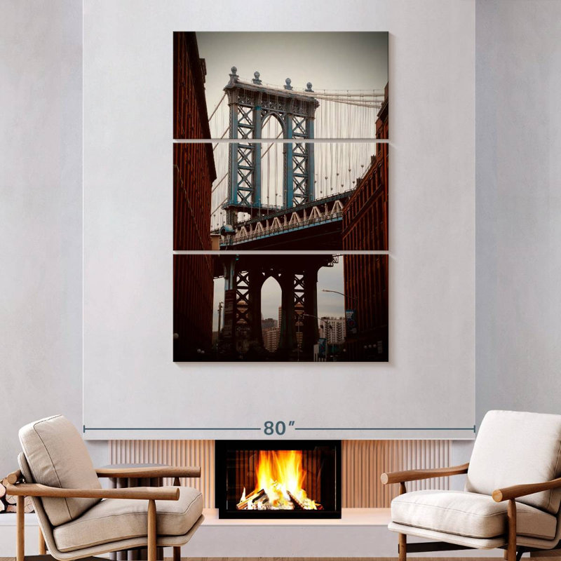 Lilie Brooklyn Bridge In Blue, 74" H x 48" W