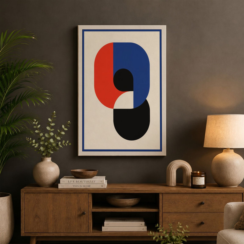 Layered Forms Geometric - Wrapped Canvas, Cream Border, 30x20 - 76.2 x 50.8 cm