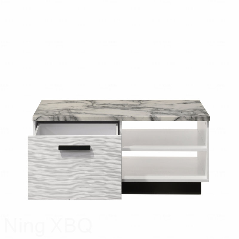 Table basse 47 po avec plateau en faux marbre blanc
