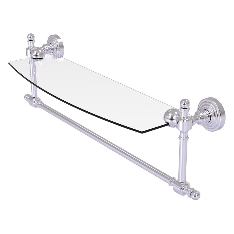 Retro Wave Bracket Shelf with Towel Bar, 22", Satin Chrome