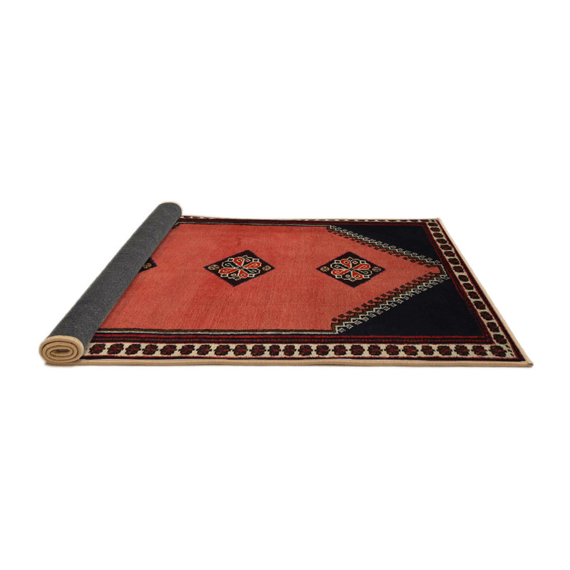 Tapis traditionnel rouge / noir Meri, Rond 4 pi
