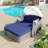79.9" Outdoor Sunbed With Adjustable Canopy, Double Lounge, PE Rattan Daybed, Wicker And Cushion-841589948-841589950