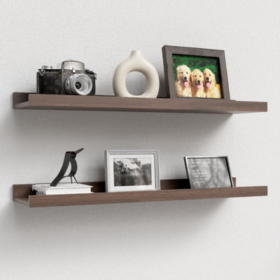 Floating Shelves Wall Mounted Set Of 2, Modern Wall Shelf With Lip For Bedroom, Living Room, Bathroom, Kitchen, Nursery - Secure Display For Books, Pictures, Decor And More