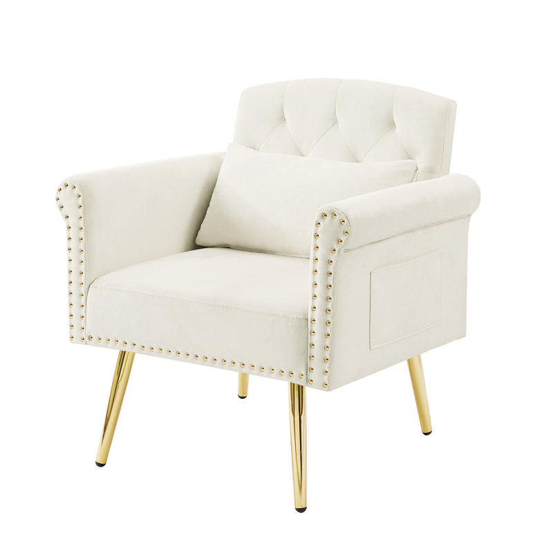 Fauteuil confortable en velours - pour une ambiance relaxante Fauteuil confortable avec structure en métal Petits espaces idéaux