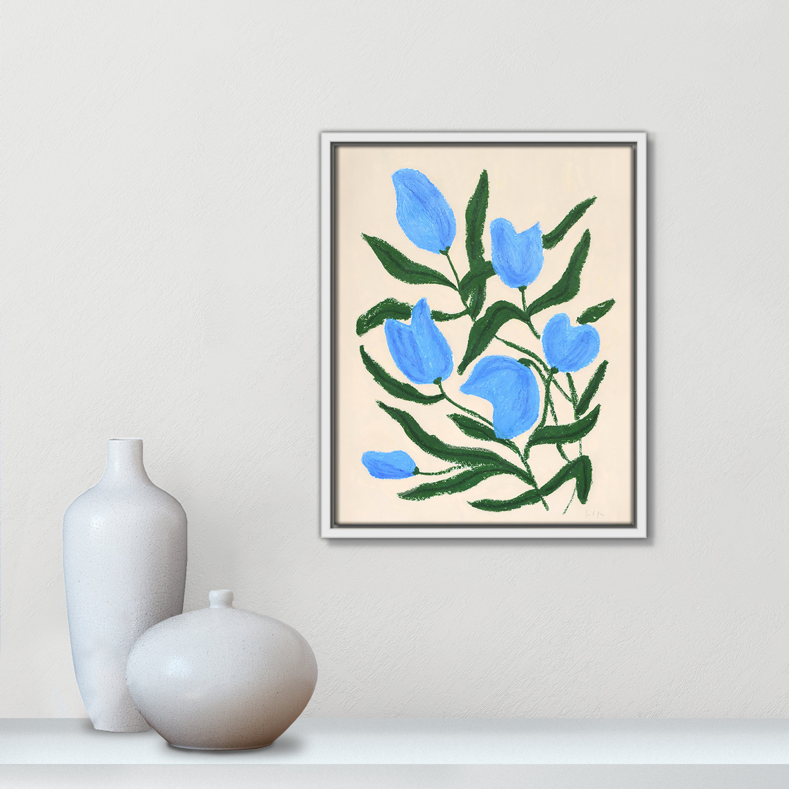 Blue Tulips Print by Camilla Bergqvist, 15.5" H x 12.5" W, White