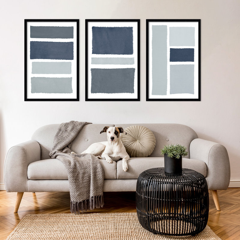 «Painted Weaving Trio», ensemble de 3 impressions murales encadrées par Piper Rhue, H 26 po x l 57 po
