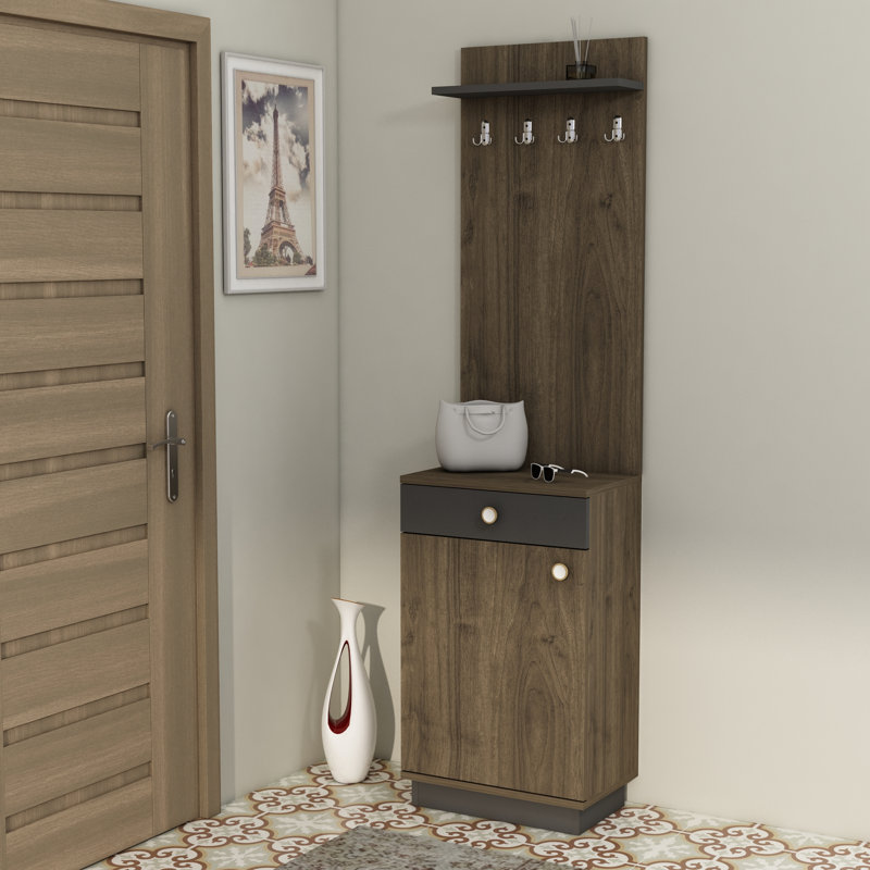 Engelica 50 cm W Hall Tree, Walnut/Anthracite