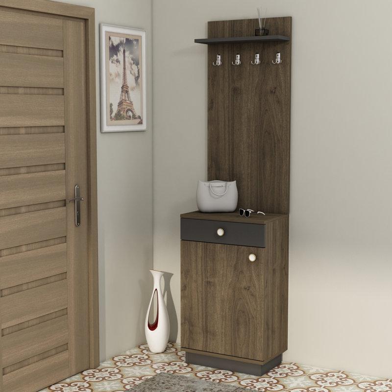 Engelica Hall Tree 50cm Wide, Walnut/Anthracite