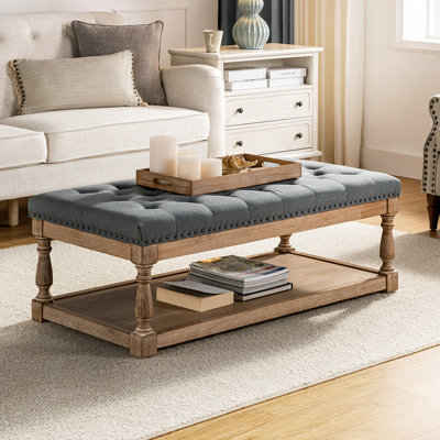 Clymer 47.5" Wide Tufted Rectangle Cocktail Ottoman with Storage Tray