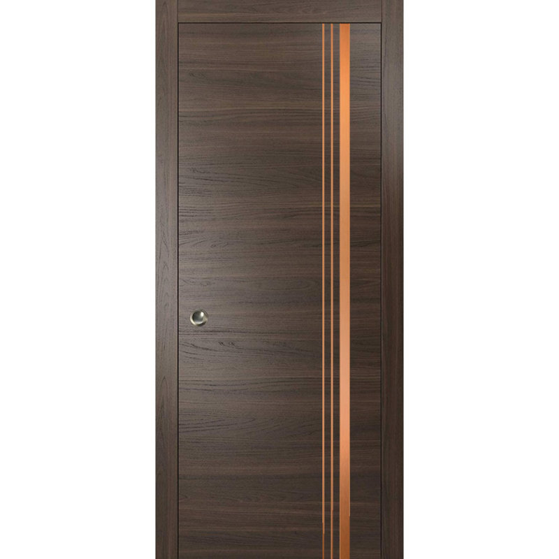 Portes françaises à panneaux, 24 po x 80 po, Frêne chocolat