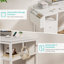 Bureau d'ordinateur en L 47 po à prises intégrées avec tiroirs et tablettes de rangement, blanc