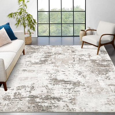 Washable Area Rug Modern Abstract Carpet with Non-Slip Backing, Stain-Resistant Low Pile Floor Rug, Easy Cleaning Foldable Indoor Mats for Bedroom, Living Room, Office