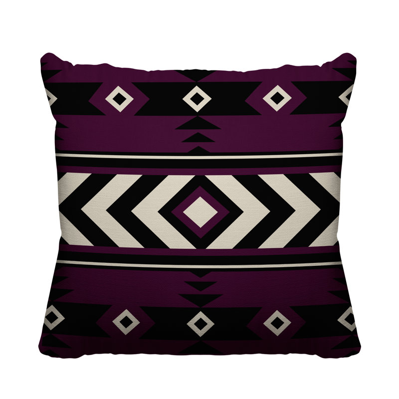 Coussin intérieur / extérieur Fika Southwestern, L 15 po x H 15 po, Mauve