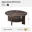 Table basse ronde transitionnelle unique à conception à broches tournées et pieds de dalle de 40 po avec tablette de rangement-1846566063