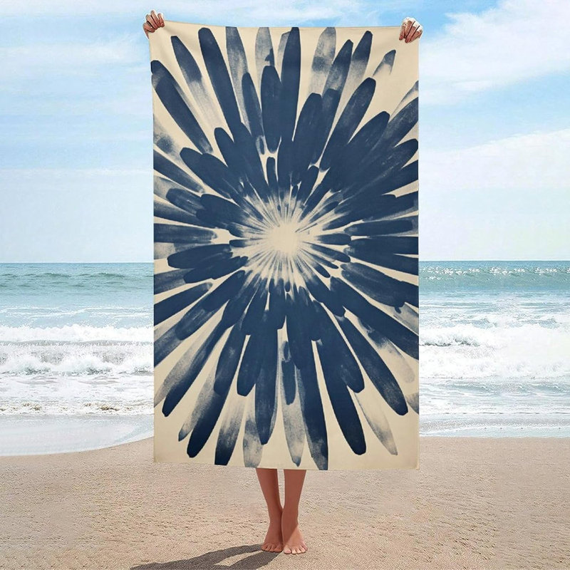 Grande serviette de plage bleue en microfibre sans sable Sun Burst
