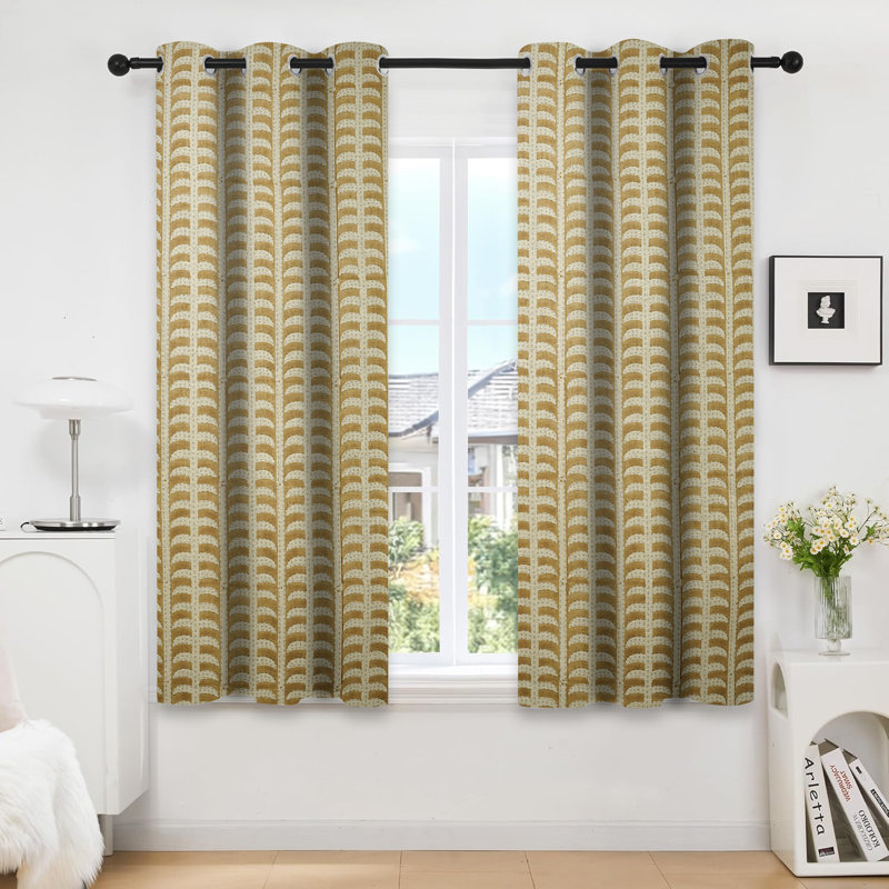 Rideau à œillets fait à la main à imprimé de blocs Home Decor - Garud, L 54 po x L 45 po