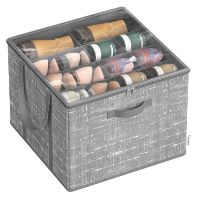 Range-chaussures pour placard, bac de rangement pour chaussures, 16 paires, avec poignées et couvercle transparent