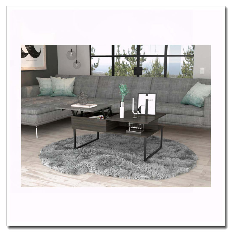 Table basse à plateau relevable en carbone espresso et onyx