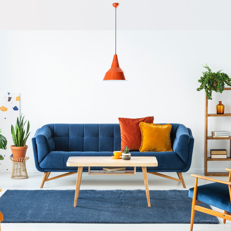 Adjustable Metal Chandelier, Orange Finish, 11.8 x 13.8 inches | Height Adjustable from 16.5 to 51.6 inches | E27 Socket, Max 40W | Perfect for Dining Room, Living Room, or Entryway | Stylish Modern Lighting Fixture