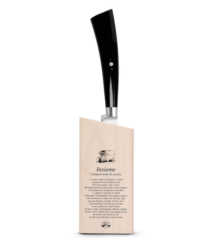 Plenum Tomato & Citron Knife With Insieme Magentic Block, Methacrylate, Black