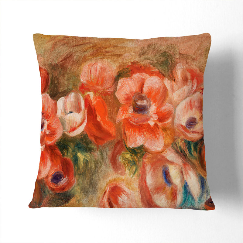 Anemones Floral Scatter Cushion, 55cm H x 55cm W x 20cm D, Black