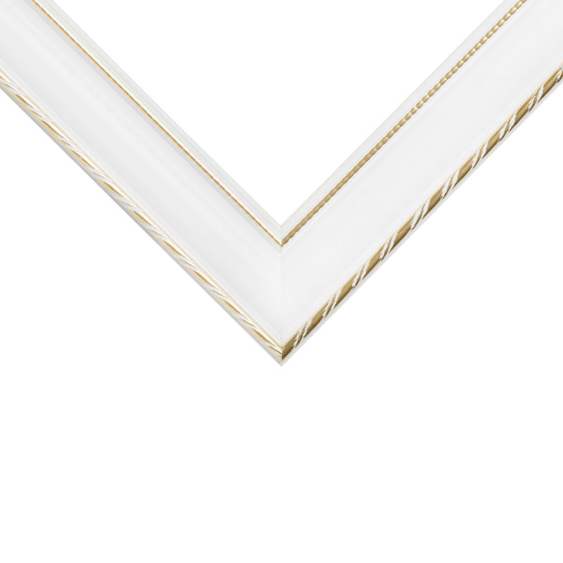 Jonia White/Gold Solid Wood Picture Frame - Set of 4 with Mat, 10" x 12" Matted to 8" x 10"