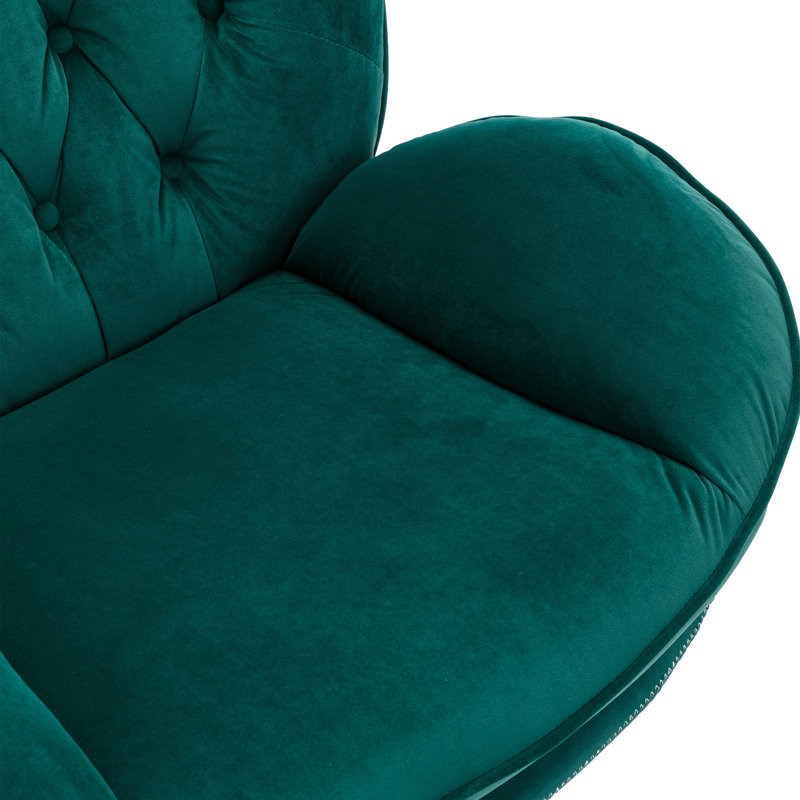 Fauteuil d'appoint avec repose-pieds Anouk, Velours vert