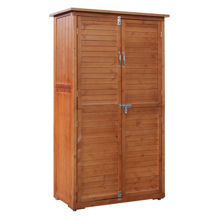 Beneouya 60-Inch Solid Wood Storage Shed With Vertical Garden Design