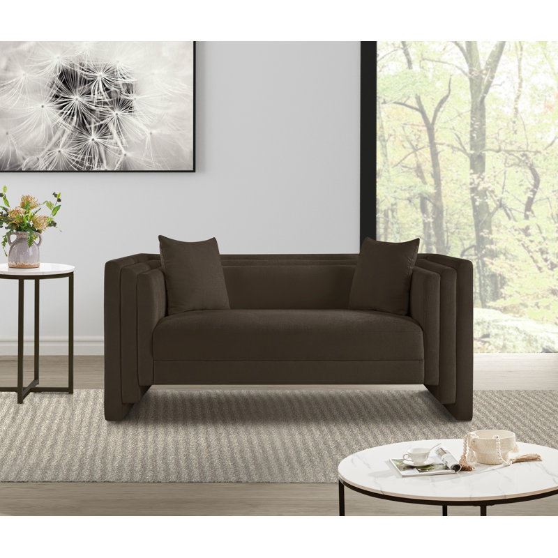Jalice Chenille Fabric Loveseat, Tissu chenille brun