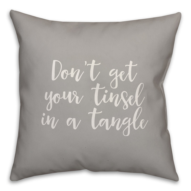  «Don't Get Your Tinsel in a Tangle», Gris, Coussin décoratif