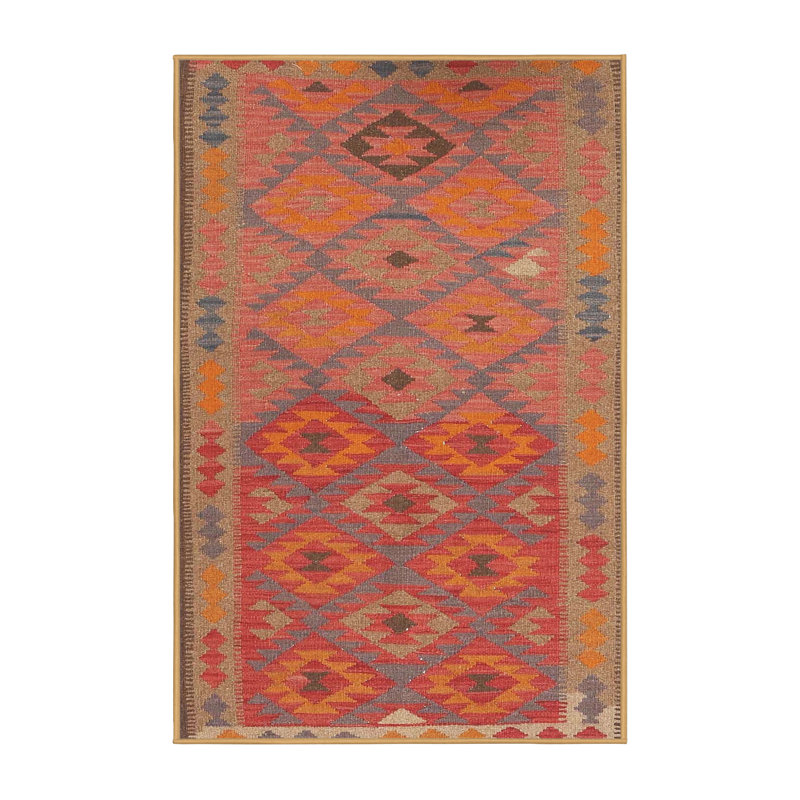 Tapis noir/orange/beige contemporain Elkville, Rectangle 2 pi x 4 pi