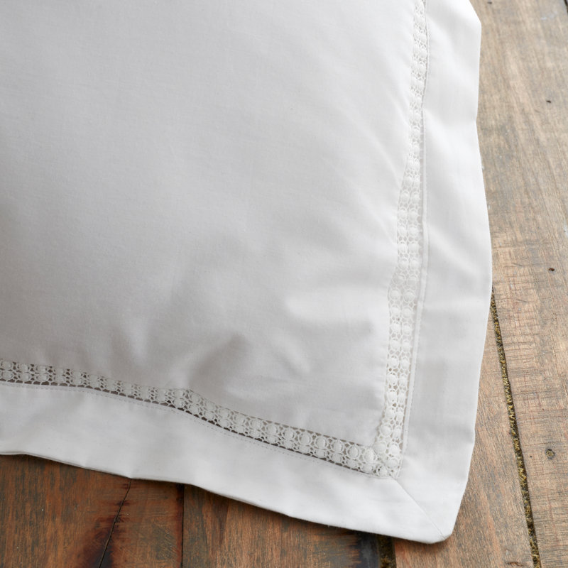Oxford Lace 200 Thread Count Cotton Duvet Cover Set, Super King Duvet Cover + 2 Standard Pillowcases, White