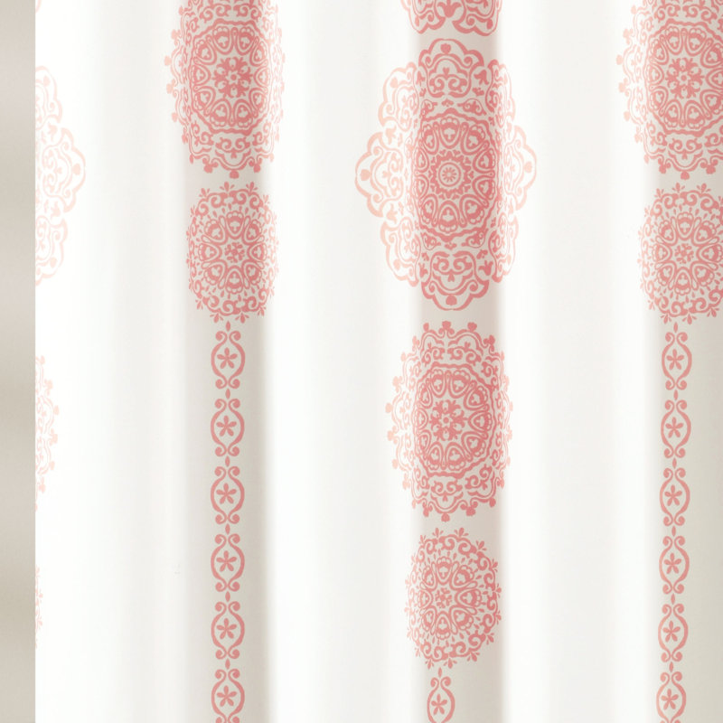 Extended Length Blush Floral Motif Polyester Shower Curtain