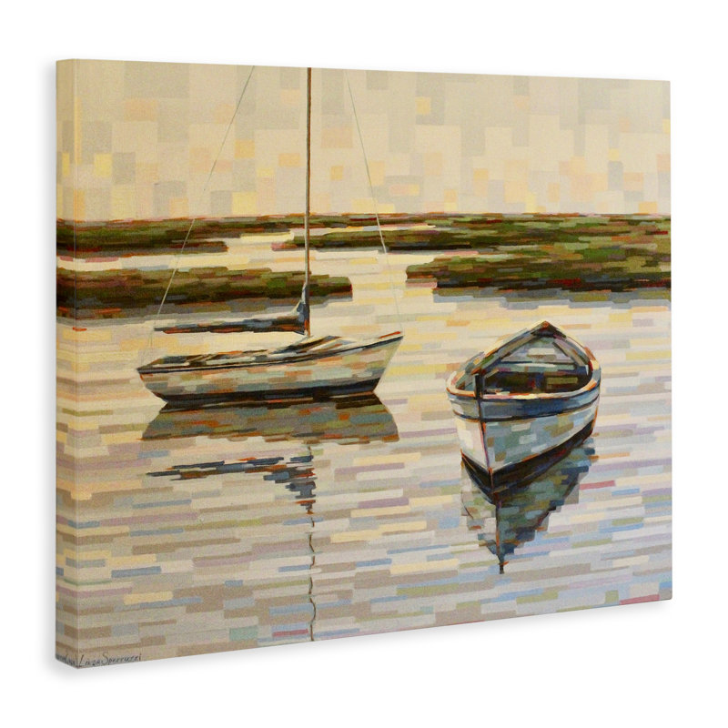 Art mural sur toile Be Still Row bateau, design par Linda Sperrucci, H 16 po x l 20 po