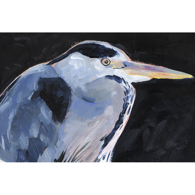 Great Heron I by Jennifer Paxton Parker - Painting on Canvas, 20cm H x 30cm W, Black Floater Framed