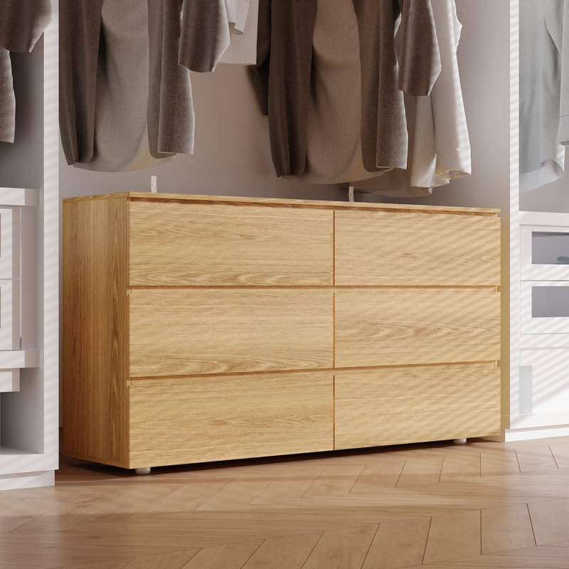 Minimalist 6 Drawer Closet Island, Natural