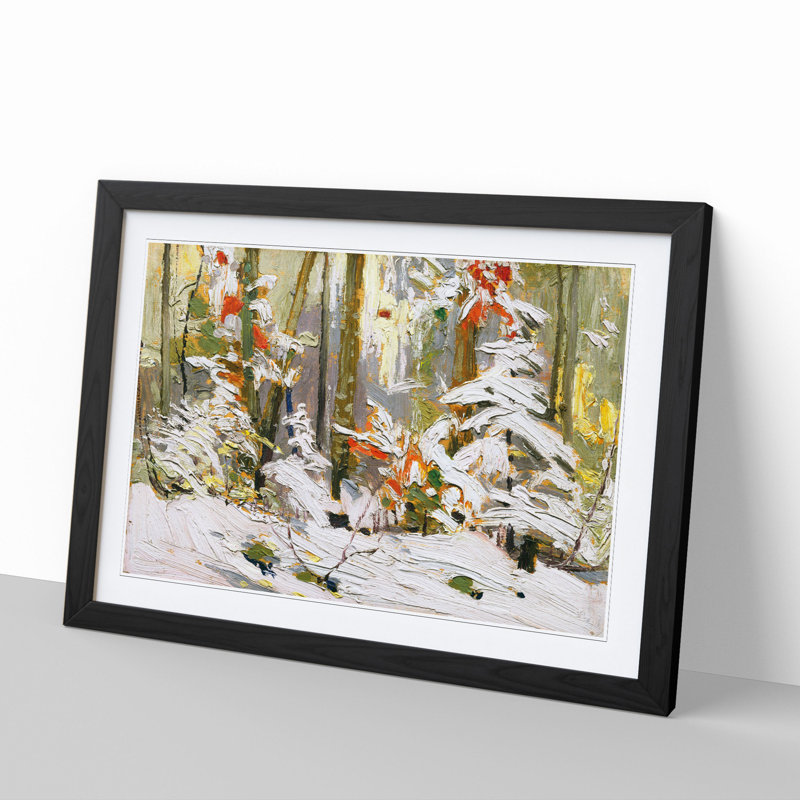 Winter Woodland by Tom Thomson - Picture Frame Painting, Black Framed, 27cm H x 36cm W x 2cm D