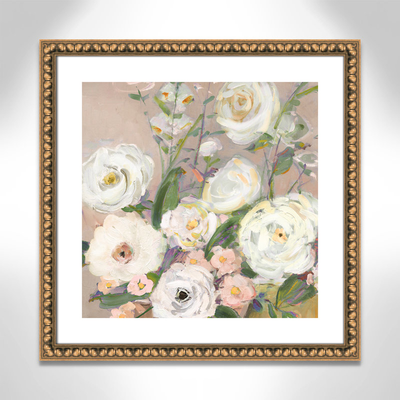 «Naïve Garden II» par Sally Swatland - reproduction d'art, Papier avec cadre à perles dorées