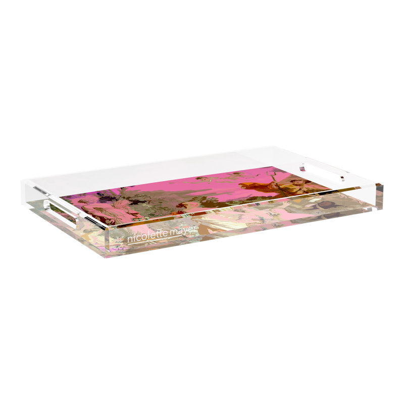 Cyprus Picnic Acrylic Rectangle Decorative Tray, 22.5"W x 14.5"D x 2"H, Pop Pink