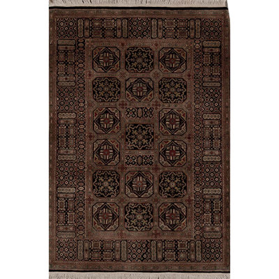 Hand-Knotted High-Quality Black and Black Area Rug