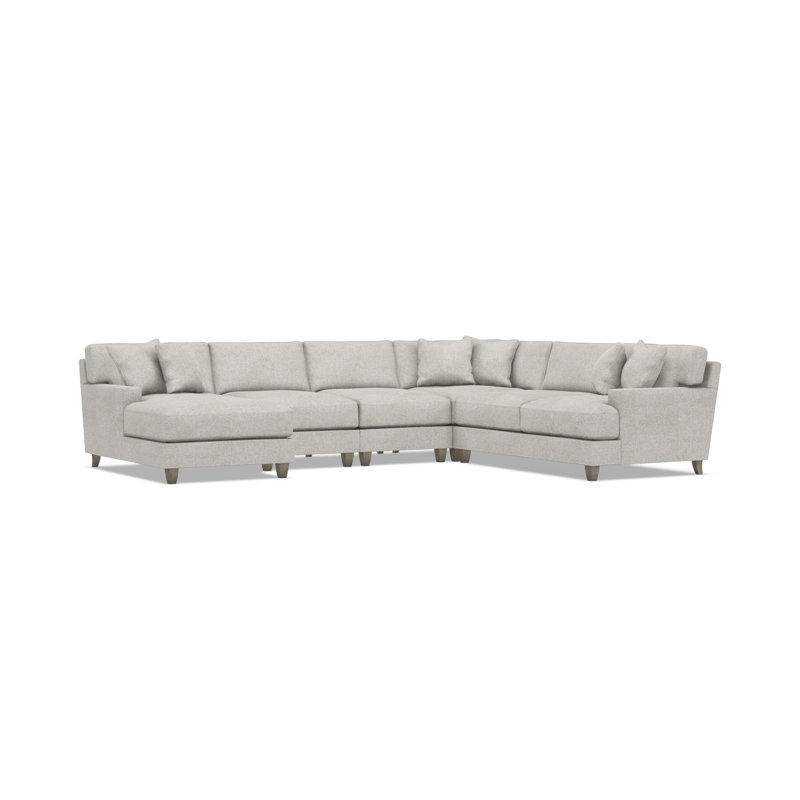 Bernhardt Mila 5-Piece Fabric Sectional, Light Gray Polyester, Left Hand Facing, 33.5" H x 137" W x 107" D