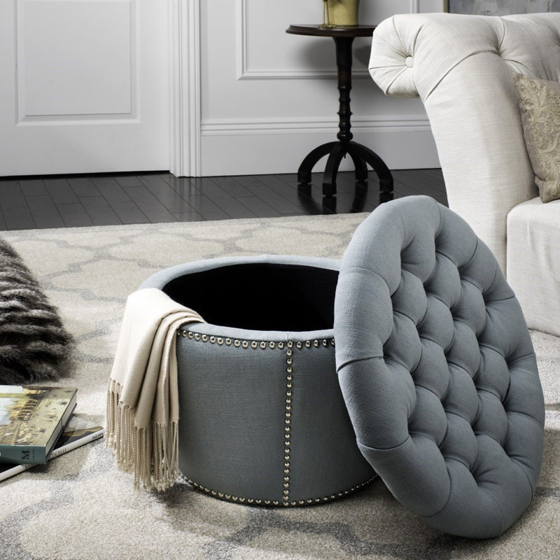 Repose-pieds de rangement rond 23,6 po, Bleu ciel
