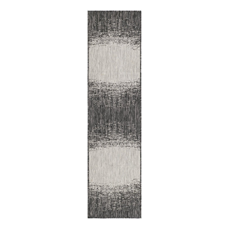 Pindall Charcoal Gray/Gray Indoor/Outdoor Rug, Runner 2' x 8'