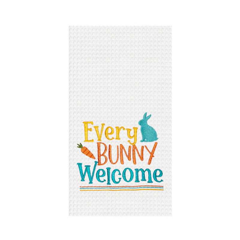 Every Bunny Welcome Towel, White/Orange/Blue Every Bunny Welcome