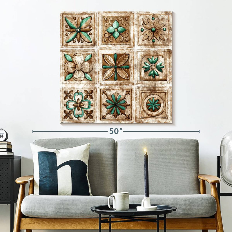 Carrelage floral rétro Kerner, H 33 po x l 33 po