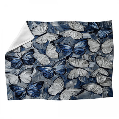 Jeté en molleton Butterflies - Jetés naturels pour canapés ou lits