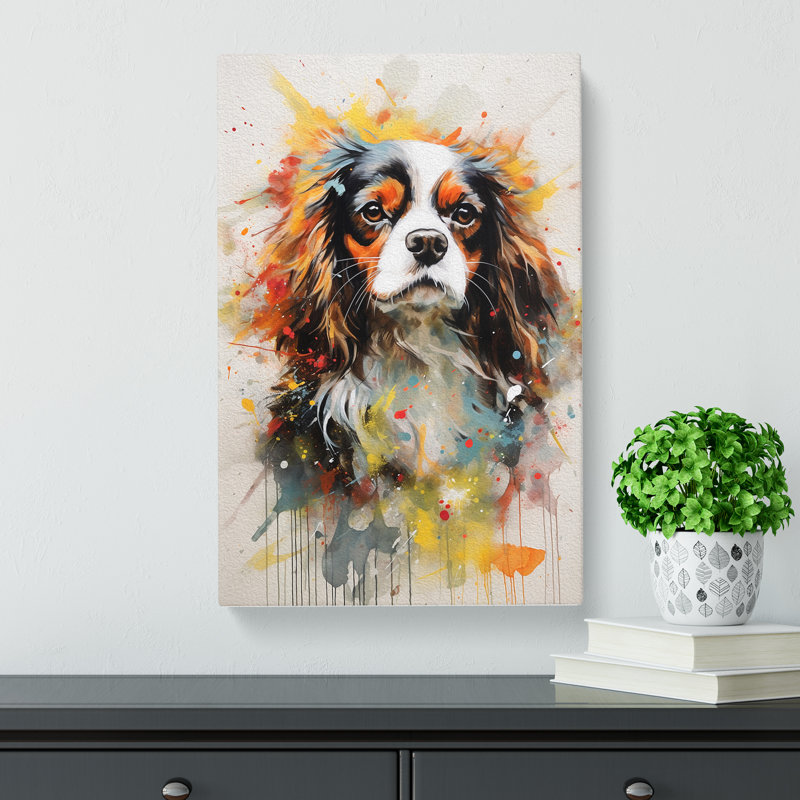 Cavalier King Charles Spaniel Action Painting No.2 - Print, 76cm H x 50cm W x 3cm D